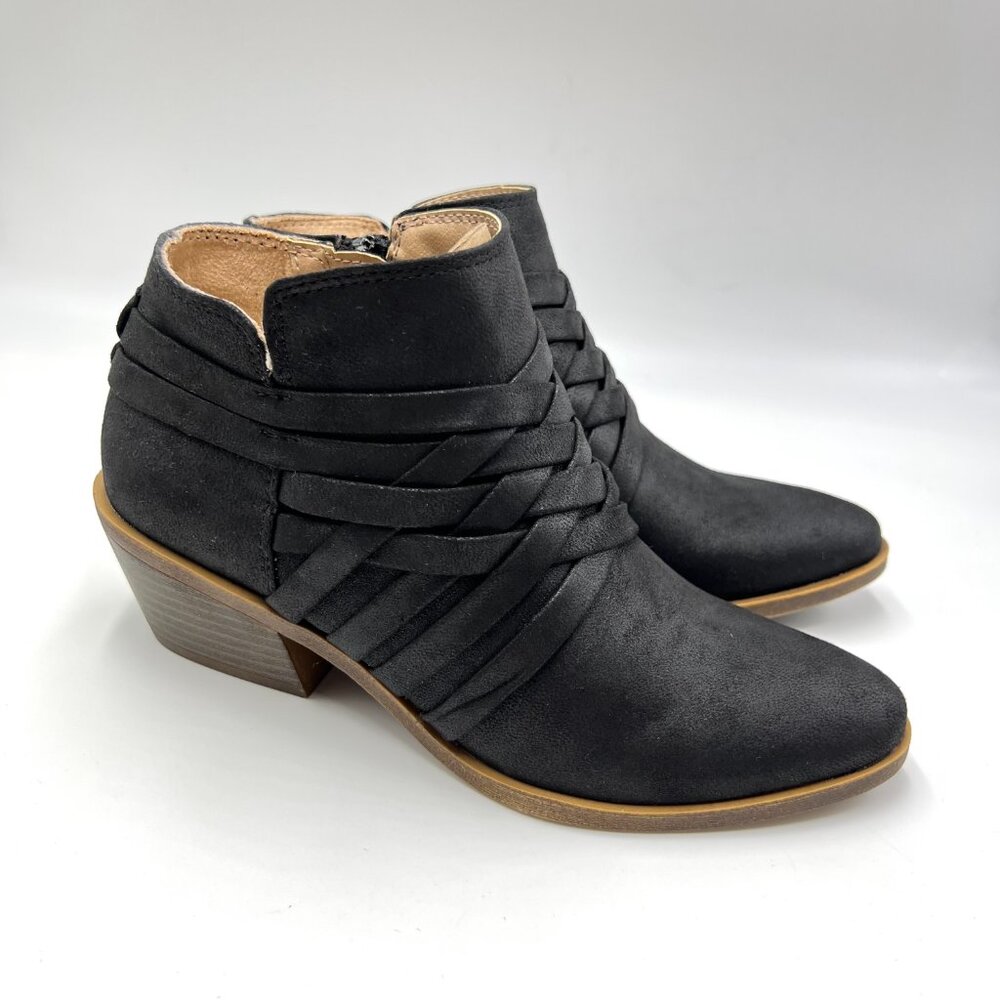 Lifestride Womens Size 6 Black Faux Vegan Leather Ankle Boots Booties Shoes